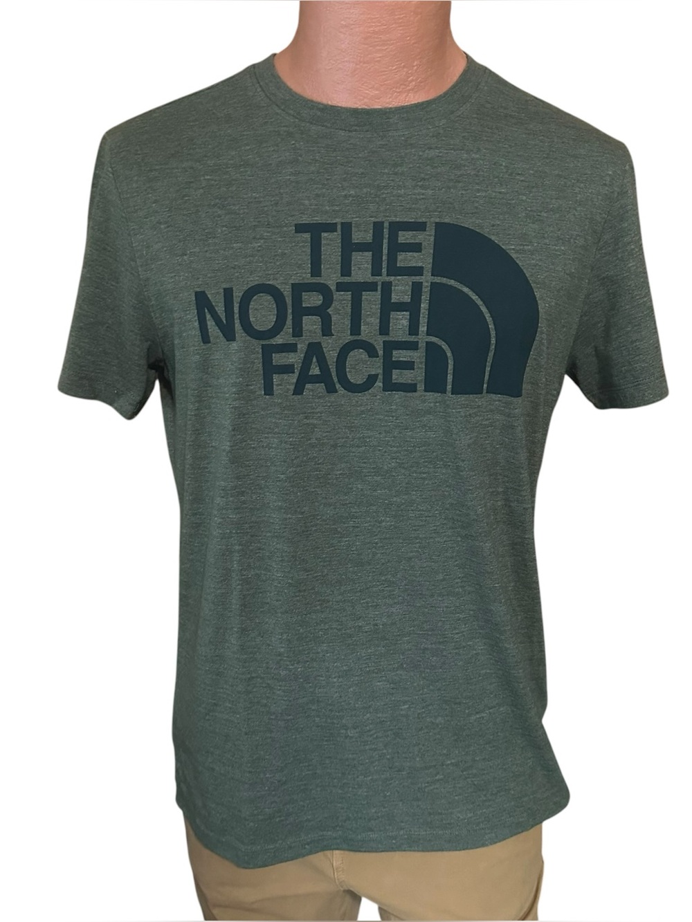 Men's The North Face Short-Sleeve Half Dome Tri-Blend Tee Sz M Olive
